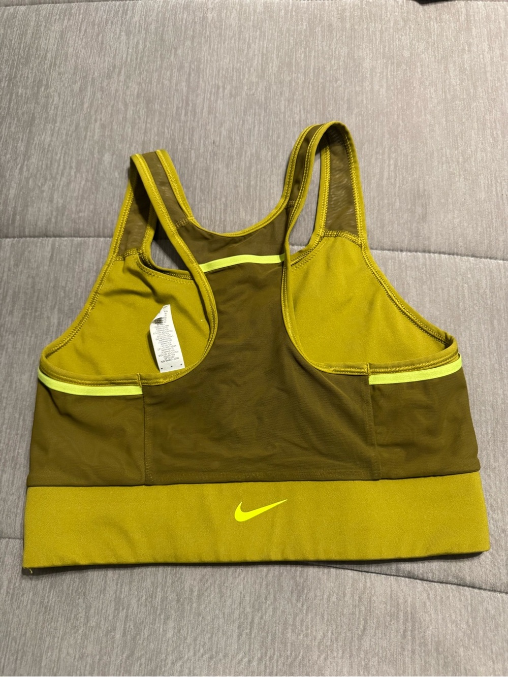 Nike Olive and Chartreuse Racerback Sports Bra